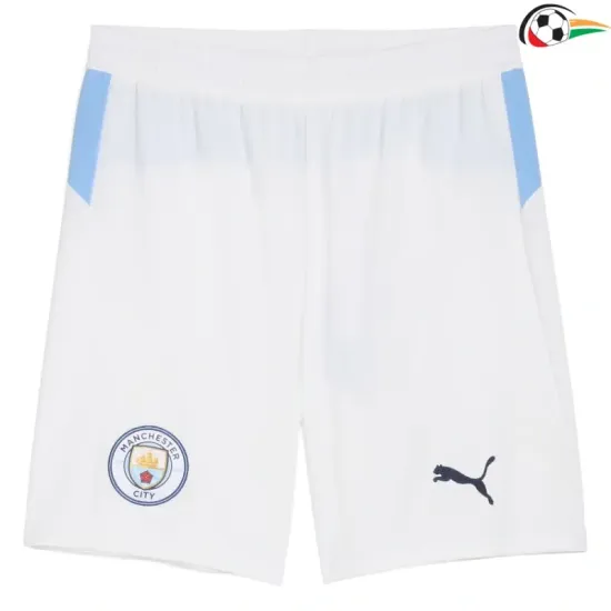 Shorts Manchester City Futebol Home 2025/26 Versão Jogador Branco