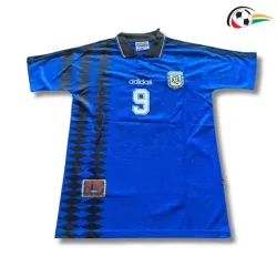 BATISTUTA 9 Argentina Camisa Futebol Visitante Segundo Kit 1994 Vintage Azul