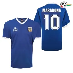 Camisa MARADONA 10 Argentina Baratas Segundo Kit 1986 Vintage Azul
