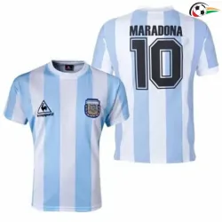Camisola MARADONA 10 Argentina Replicas Home Primeiro Kit 1986 Retro Azul/Branco