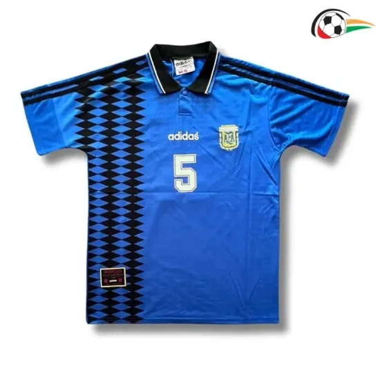 REDONDO 5 Argentina Camisola Qualidade Premium Visitante 1994 Retro Azul