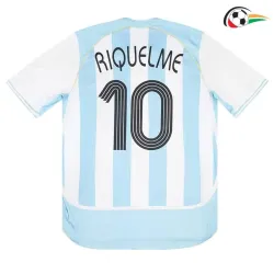 Camisa RIQUELME 10 Argentina Qualidade AAA Local Primeiro Kit 2006 Vintage Azul/Branco