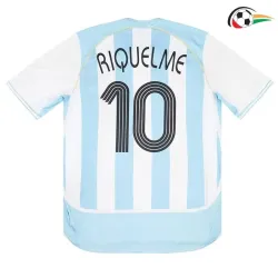 Camisa RIQUELME 10 Argentina Qualidade AAA Local Primeiro Kit 2006 Vintage Azul/Branco