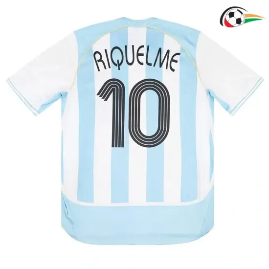 Camisa RIQUELME 10 Argentina Qualidade AAA Local Primeiro Kit 2006 Vintage Azul/Branco Camisa RIQUELME 10 Argentina Qualidade AAA Local Primeiro Kit 2006 Vintage Azul/Branco