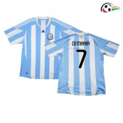 Camiseta DI MARIA 7 Argentina Qualidade Premium Home Primeiro Kit 2010 Classicas Azul/Branco