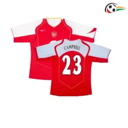 Camisa CAMPBELL 23 Arsenal Futebol Primeiro Kit 2004/05 Vintage Vermelho/Branco