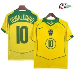 Camisa RONALDINHO 10 Brasil Baratas Home 2004/06 Retro Amarelo