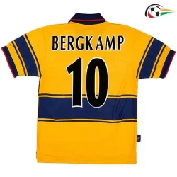 Camiseta BERGKAMP 10 Arsenal Replicas Away 1997/99 Classicas Amarelo/Azul