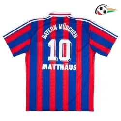 Camiseta MATTHÄUS 10 Bayern Múnich Qualidade TAILANDESA Home Primeiro Kit 1995/97 Vintage Vermelho/Azul