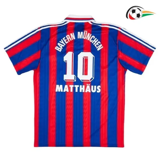 Camiseta MATTHÄUS 10 Bayern Múnich Qualidade TAILANDESA Home Primeiro Kit 1995/97 Vintage Vermelho/Azul