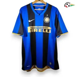 ADRIANO 10 Inter de Milán Camisa Baratas Local Primeiro Kit 2008/09 Retro Azul/Preto
