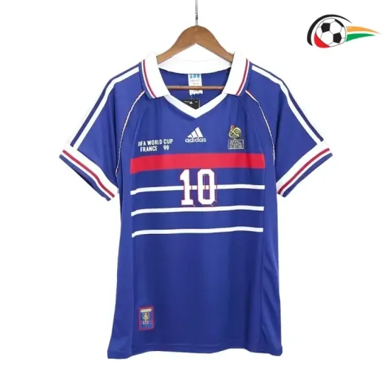 Camisa ZIDANE 10 Francia Qualidade AAA Visitante 1998 Retro Azul/Branco Camisa ZIDANE 10 Francia Qualidade AAA Visitante 1998 Retro Azul/Branco
