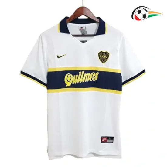MARADONA 10 Boca Juniors Camisa Futebol Away Segundo Kit 1996/97 Retro Branco/Preto MARADONA 10 Boca Juniors Camisa Futebol Away Segundo Kit 1996/97 Retro Branco/Preto