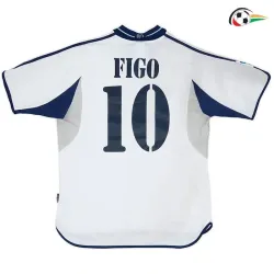 FIGO 10 Real Madrid Camisola Qualidade TAILANDESA Local Primeiro Kit 2000/01 Retro Classicas Branco