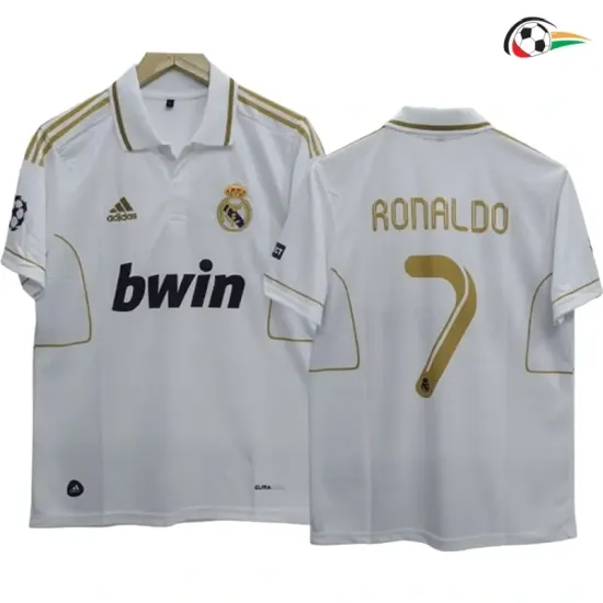 RONALDO 7 Real Madrid Camiseta Qualidade Premium Local 2011/12 Vintage Branco RONALDO 7 Real Madrid Camiseta Qualidade Premium Local 2011/12 Vintage Branco