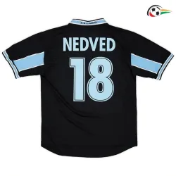 Camiseta NEDVED 18 Lazio Qualidade TAILANDESA Thrid Terceiro Kit 1998/99 Vintage Preto/Azul