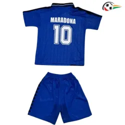 Equipacione MARADONA 10 Argentina Qualidade AAA Away Segundo Kit 1994 Retro Classicas Infantil Azul/Preto