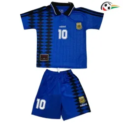 Equipacione MARADONA 10 Argentina Qualidade AAA Away Segundo Kit 1994 Retro Classicas Infantil Azul/Preto