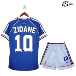 ZIDANE 10 Francia Camisa Futebol Home Primeiro Kit 1998 Vintage Niños Azul/Branco