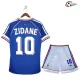 ZIDANE 10 Francia Camisa Futebol Home Primeiro Kit 1998 Vintage Niños Azul/Branco
