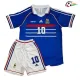 ZIDANE 10 Francia Camisa Futebol Home Primeiro Kit 1998 Vintage Niños Azul/Branco