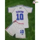 ZIDANE 10 Francia Camiseta Replicas Away 1998 Classicas Infantil Branco/Azul