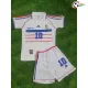 ZIDANE 10 Francia Camiseta Replicas Away 1998 Classicas Infantil Branco/Azul