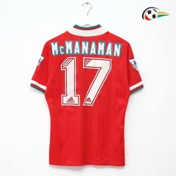 Camisola McMANAMAN 17 Liverpool Qualidade Premium Local 1993/95 Retro Vermelho/Branco