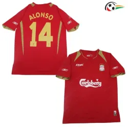 Equipacione ALONSO 14 Liverpool Futebol Local Primeiro Kit 2005/06 Retro Classicas Vermelho