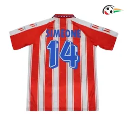 Equipacione SIMEONE 14 Atlético de Madrid Baratas Primeiro Kit 1994/95 Retro Classicas Vermelho/Branco