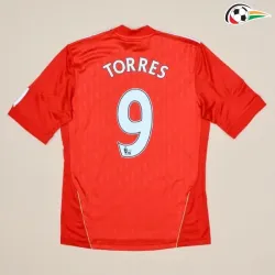 TORRES 9 Liverpool Camisa Baratas Primeiro Kit 2010/11 Vintage Vermelho