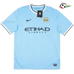KUN AGÜERO 16 Manchester City Camiseta Qualidade Premium Primeiro Kit 2013/14 Classicas Azul