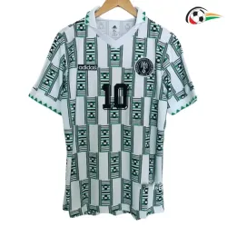 OKOCHA 10 Nigeria Camisa Futebol Visitante 1994 Vintage Branco/Verde