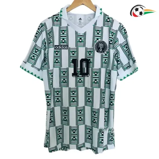 OKOCHA 10 Nigeria Camisa Futebol Visitante 1994 Vintage Branco/Verde