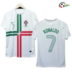 RONALDO 7 Portugal Camisa Baratas Away Segundo Kit 2012 Vintage Branco
