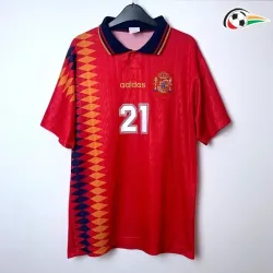 LUIS ENRIQUE 21 España Camiseta Qualidade Premium Local 1994 Classicas Vermelho