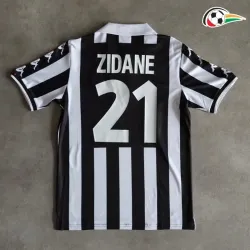 Camiseta ZIDANE 21 Juventus Qualidade Premium Home 1999/00 Classicas Preto/Branco