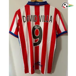 DAVID VILLA 9 Sporting de Gijón Camisola Qualidade Premium Home 2002/03 Retro Vermelho/Branco