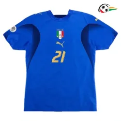 PIRLO 21 Italia Camiseta Replicas Local Primeiro Kit 2006 Classicas Azul