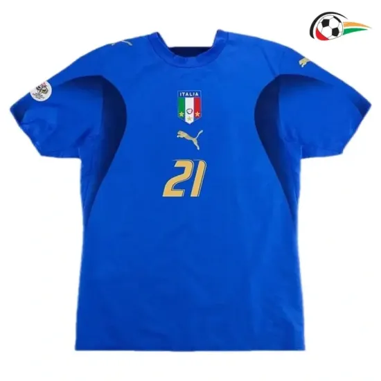 PIRLO 21 Italia Camiseta Replicas Local Primeiro Kit 2006 Classicas Azul