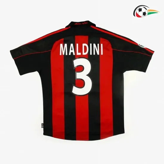 Camisa MALDINI 3 AC Milan Baratas Local Primeiro Kit 2000/01 Vintage Vermelho/Preto Camisa MALDINI 3 AC Milan Baratas Local Primeiro Kit 2000/01 Vintage Vermelho/Preto