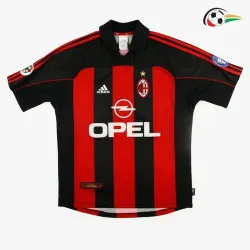 Camisa MALDINI 3 AC Milan Baratas Local Primeiro Kit 2000/01 Vintage Vermelho/Preto