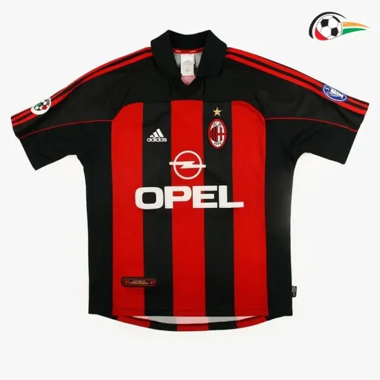Camisa MALDINI 3 AC Milan Baratas Local Primeiro Kit 2000/01 Vintage Vermelho/Preto Camisa MALDINI 3 AC Milan Baratas Local Primeiro Kit 2000/01 Vintage Vermelho/Preto