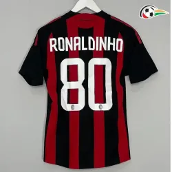 Equipacione RONALDINHO 80 AC Milan Qualidade AAA Local 2008/09 Retro Classicas Vermelho/Preto