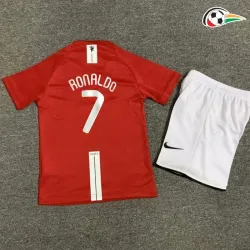 RONALDO 7 Manchester United Camisa Futebol Home 2007/08 Vintage Niños Vermelho/Branco