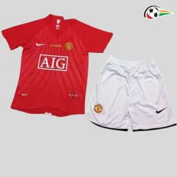 RONALDO 7 Manchester United Camisa Futebol Home 2007/08 Vintage Niños Vermelho/Branco