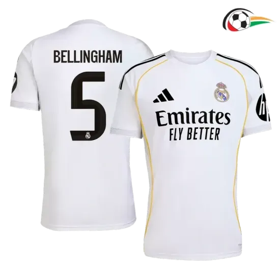 Camisola BELLINGHAM 5 Real Madrid Qualidade Premium Local Primeiro Kit 2025/26 Branco Camisola BELLINGHAM 5 Real Madrid Qualidade Premium Local Primeiro Kit 2025/26 Branco