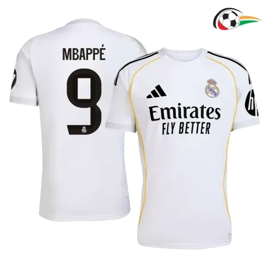 MBAPPÉ 9 Real Madrid Equipacione Qualidade AAA Home Primeiro Kit 2025/26 Branco MBAPPÉ 9 Real Madrid Equipacione Qualidade AAA Home Primeiro Kit 2025/26 Branco