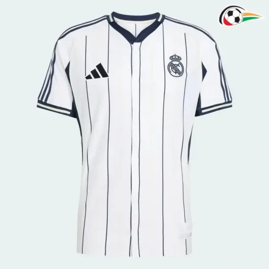 Camisa Real Madrid Baratas Camisa de Beisebol 2025/26 Branco Camisa Real Madrid Baratas Camisa de Beisebol 2025/26 Branco