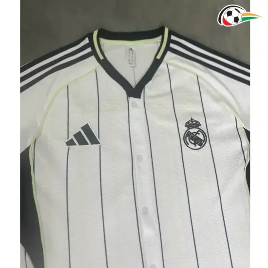 Camisa Real Madrid Baratas Camisa de Beisebol 2025/26 Branco Camisa Real Madrid Baratas Camisa de Beisebol 2025/26 Branco